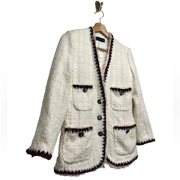 ZARA Tweed Boucle with Gem Blazer S - Picture 11 of 15
